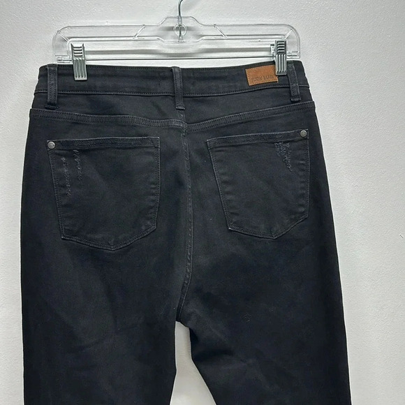 Judy Blue Denim Jeans Distressed Boyfriend Fit Ripped Knee Raw Hem Black Size 30 - Picture 7 of 10